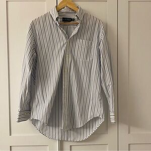 Ralph Lauren Men’s Blue & White Striped Classic Fit Dress Shirt Size 15½(32–33)